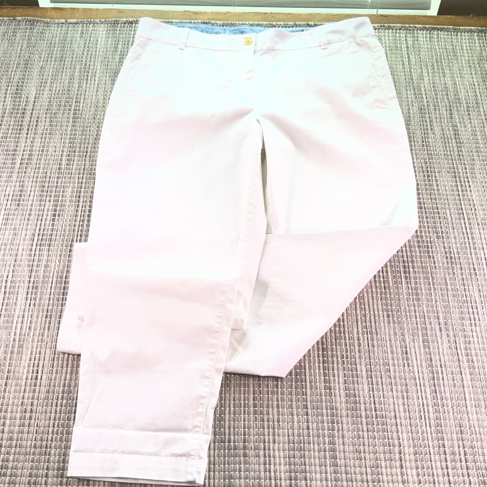 Talbots The Weekend Chino White Straight Leg Pants Womens 12 Cotton Stretch